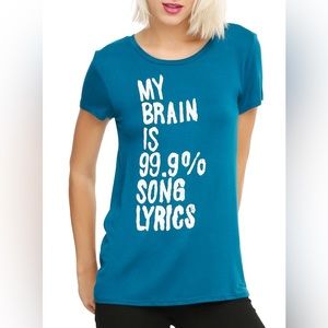 Hot Topic | Women’s Funny Song Lyrics Quote Blue T-Shirt Size Small NWT